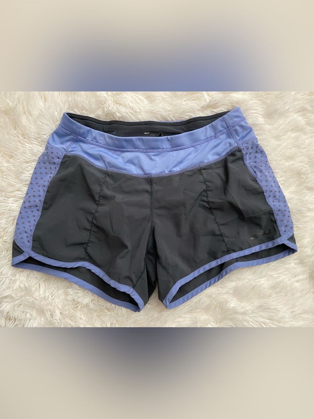 2XU Black Athletic Shorts with Lavender Waistband